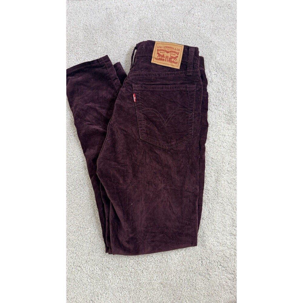 Women's Levi Buttonfly Wedgie Skinny Purple Corduroy Pants Stretch Low Rise - 27